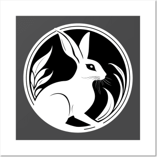 Wild Hare White Rabbit Simple Nature Art Posters and Art